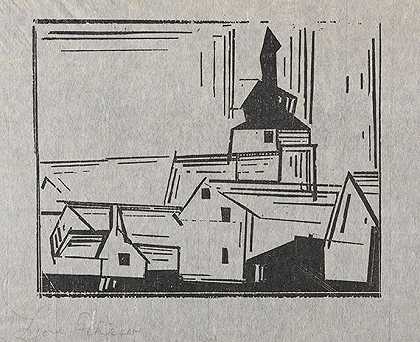 丘奇，1923年。 by Lyonel Feininger