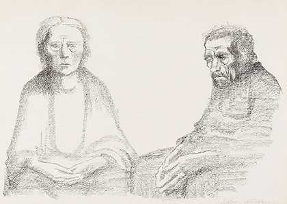 父母，1919年。 by Käthe Kollwitz