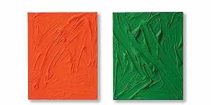 橙色和绿色，1997年 by Gerhard Merz