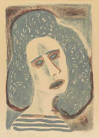 《女人的头》，1949年。 by Otto Dix