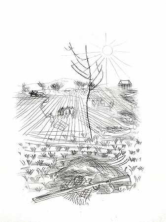 拉乌尔·达菲（Raoul Dufy）的原始蚀刻“法国字段”，1940年 by Raoul Dufy