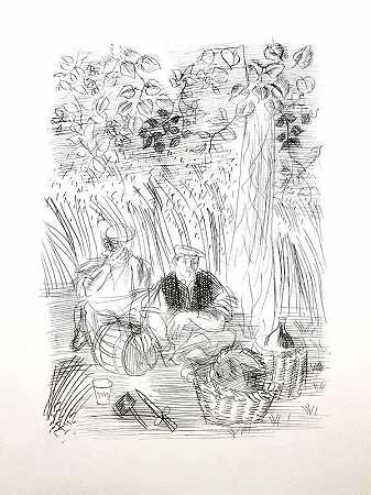 拉乌尔·杜菲（Raoul Dufy）1940年创作的原始蚀刻“Paysan” by Raoul Dufy
