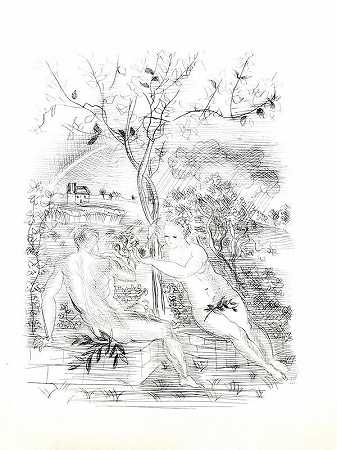 拉乌尔·杜菲1940年的原创蚀刻作品《现代中的亚当和夏娃》 by Raoul Dufy