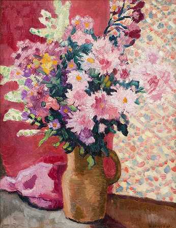 粉红色的土罐花，约1933年 by Louis Valtat