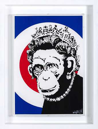 猴子皇后（签名），2004年 by Banksy