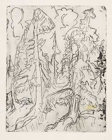伯格坦宁，1920年。 by Ernst Ludwig Kirchner