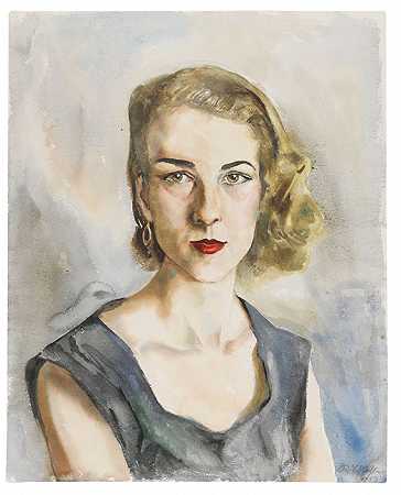 《女性肖像》，1953年。 by Rudolf Schlichter