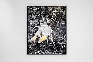 永远地雷（黑色/白色，金色，粉色和白色飞溅），2021 by Joseph Klibansky