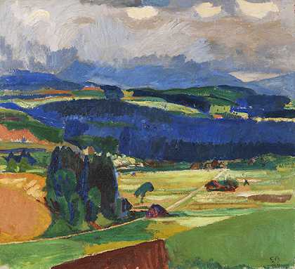卢格（奥斯旺德附近的风景），1924年。 by Cuno Amiet