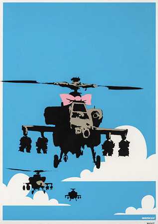 快乐直升机（签名），2003年 by Banksy