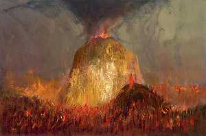 火山喷发-爆发火熔岩流，约1983年 by Peter Ellenshaw