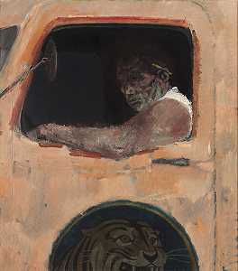 1950年至1968年，卡车司机与老虎-颜色场符合社会现实主义 by Joseph Hirsch
