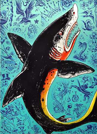 纹身海洋鲨鱼，1995年 by Don Ed Hardy