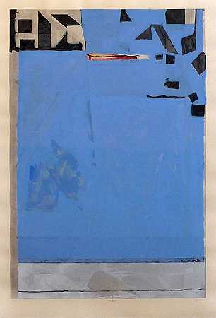 蓝色加红色，1987年 by Richard Diebenkorn