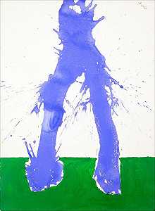 1968年第6号水彩画研究（绿色和蓝色） by Robert Motherwell