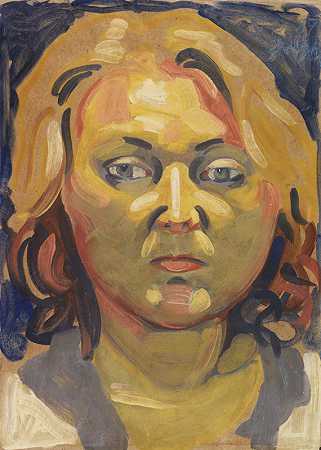 《女性肖像》，1987年。 by Johannes Grützke