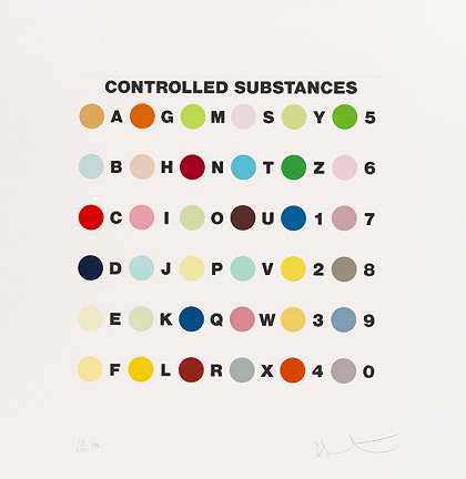 受控物质点印，2011年。 by Damien Hirst