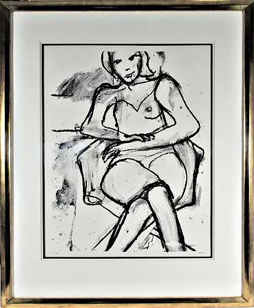 坐着的女人（双腿和双臂交叉），1965年 by Richard Diebenkorn