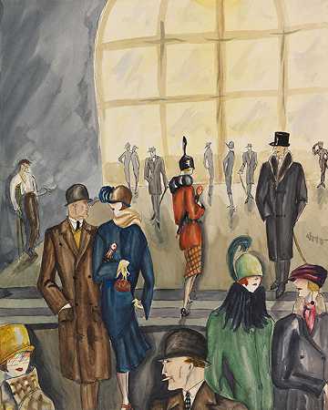 《街景》，沃尔1920年。 by Dodo (d. i. Dörte Clara Wolff)