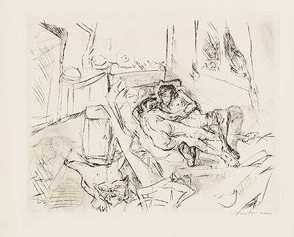 爱的一对，1916年。 by Max Beckmann