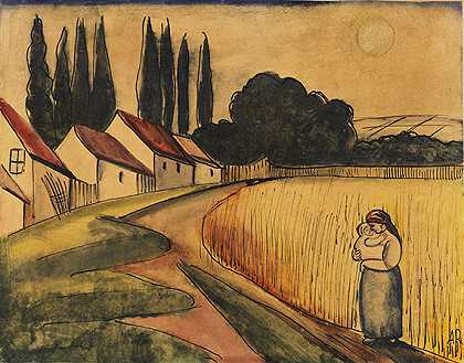 1921/22年，有孩子的农民。 by Anita Rée
