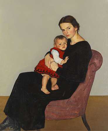 克莱尔·梅拉德和女儿玛丽亚，嗯，1920年。 by Willi Maillard
