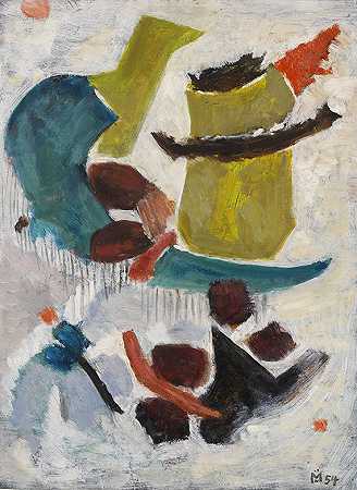 蓝弓，1954年。 by Gabriele Münter