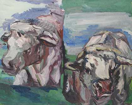 1968年的《两头半母牛》。 by Georg Baselitz
