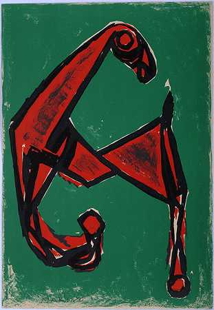 红马骑绿字体，1955年 by Marino Marini
