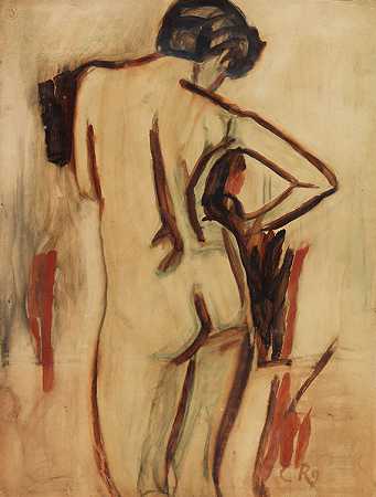 站着的裸体女性，1909年。 by Christian Rohlfs