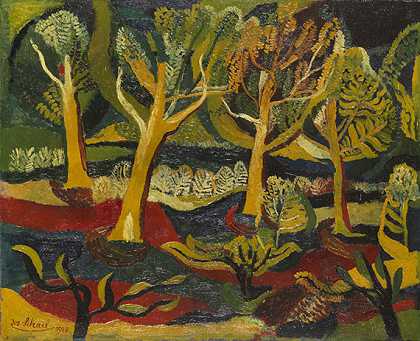 树木景观，1938年。 by Josef Scharl