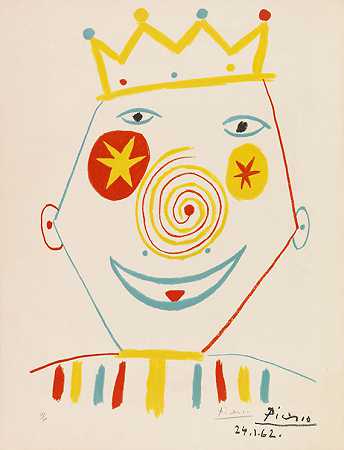 《小丑》，1962年。 by Pablo Picasso