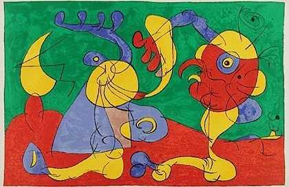 七.UBU ROI:Les Nobles au trappe，1966年 by Joan Miró