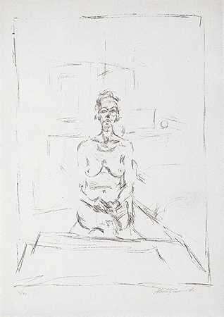 裸体坐着，1965年 by Alberto Giacometti