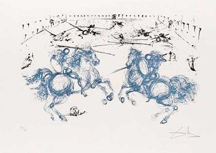 骑士战斗-骑士战斗-生命之梦，1971年 by Salvador Dalí