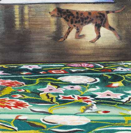 地毯上的狗，2004年。 by Karin Kneffel