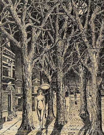 《夜美人》，约1962年 by Paul Delvaux