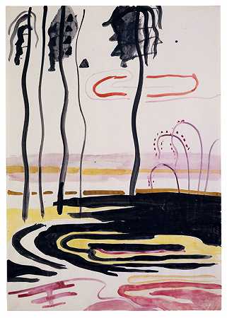 《无题（黑棕榈树景观）》，约1968年 by Sigmar Polke