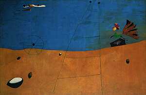 Paysage（Paysage au coq）（风景，带公鸡的风景），1927年 by Joan Miró