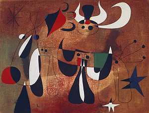 1950年《黑夜中的人物》 by Joan Miró
