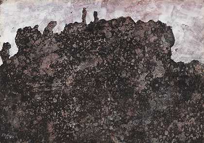 黑暗的岩石景观，1954年。 by Jean Dubuffet