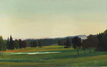 上巴伐利亚风景区（艾布林附近风景区），1932年。 by Georg Schrimpf