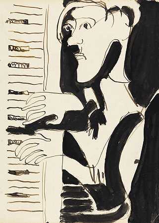Spina Julius Hembus的管风琴演奏者（管风琴），嗯，1930年。 by Ernst Ludwig Kirchner