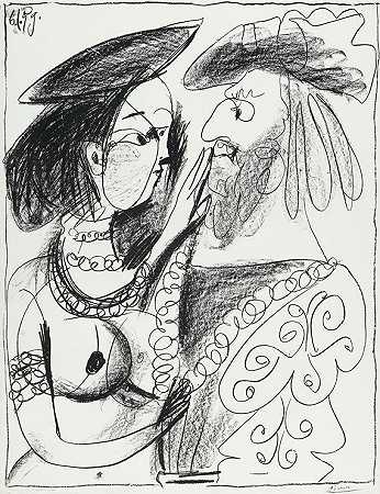 塞涅尔和菲勒，1959年。 by Pablo Picasso