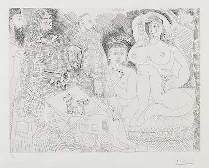 《塞莱斯汀周围：花园里的零食》，年轻的酒神，1968年。 by Pablo Picasso