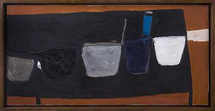 《黑桌子上的静物》（II），1956年 by William Scott (1913-1989)