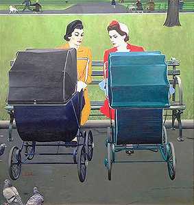 1950年，两个带婴儿车的女人 by George Hughes