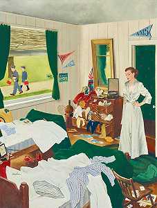 凌乱的房间，整洁的男孩，《周六晚邮报》封面，1955年 by George Hughes