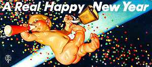《真正快乐的新年》，阿莫科广告，1946年 by Joseph Christian Leyendecker
