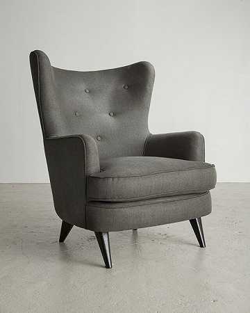 灰色休闲椅（座位高度：18.25”），由Joaquim Tenreiro设计，约1954年 by Joaquim Tenreiro